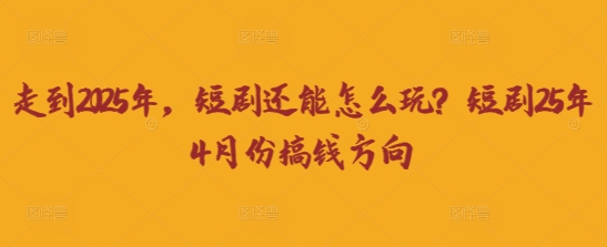走到2025年,短剧还能怎么玩?短剧25年4月份搞钱方向-网创库