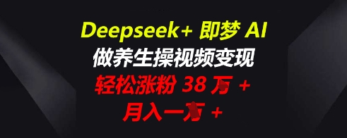 Deepseek+即梦AI，做养生操视频变现，轻松涨粉38W+，月入一W+-网创库
