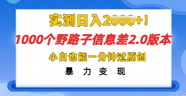 2025抖音1000个野路子信息差最新玩法,一分钟过原创,暴力变现月入几k-网创库