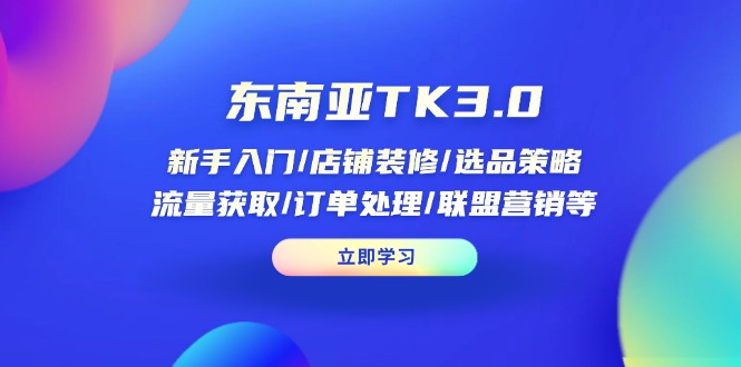（14208期）东南亚TK3.0：新手入门/店铺装修/选品策略/流量获取/订单处理/联盟营销等-网创库