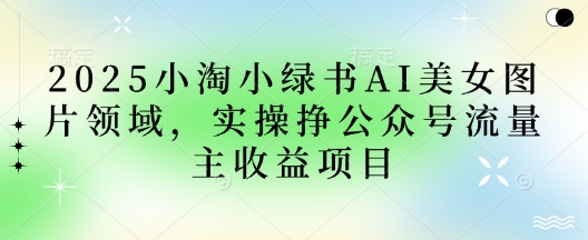 2025小绿书AI美女图片领域，实操挣公众号流量主收益项目-网创库