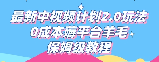 最新中视频计划2.0玩法,0成本薅平台羊毛,保姆级教程-网创库