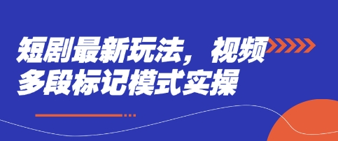 短剧最新玩法，视频多段标记模式实操-网创库