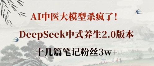 AI中医大模型杀疯了!DeepSeek中式养生2.0版本,十几篇笔记粉丝3w+-网创库