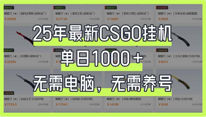 （14178期）25年最新CSGO挂机系统，单日1000+，无需电脑，无需养号，0基础可上手-网创库
