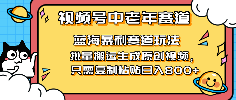 (14314期)2025视频号中老年短视频蓝海暴利风口!复制粘贴搬运视频单日赚800+,无...-网创库