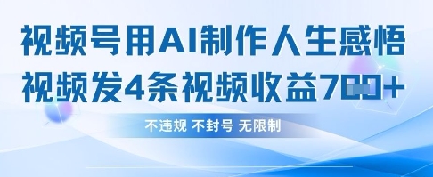 用AI做人生感悟视频，4条视频当天收益782-网创库
