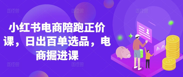 小红书电商陪跑正价课，小红书官方认证电商讲师教学，日出百单选品，电商掘进课-网创库