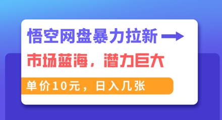 悟空网盘暴力拉新:一单10元,市场空白,日入几张-网创库