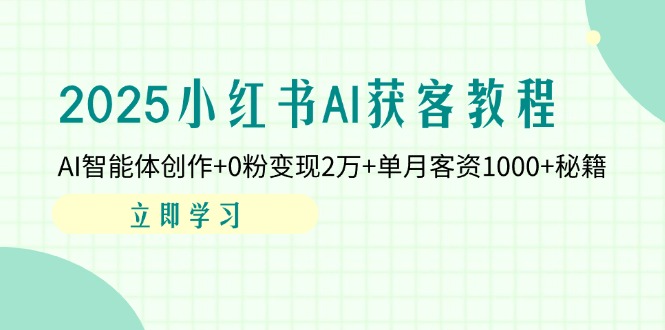 (14301期)2025小红书AI获客教程:AI智能体创作+0粉变现2万+单月客资1000+秘籍-网创库