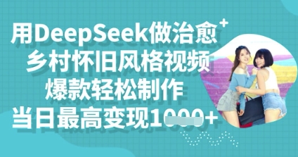 用DeepSeek做治愈乡村怀旧风格视频,爆款轻松制作,当日最高变现多张-网创库